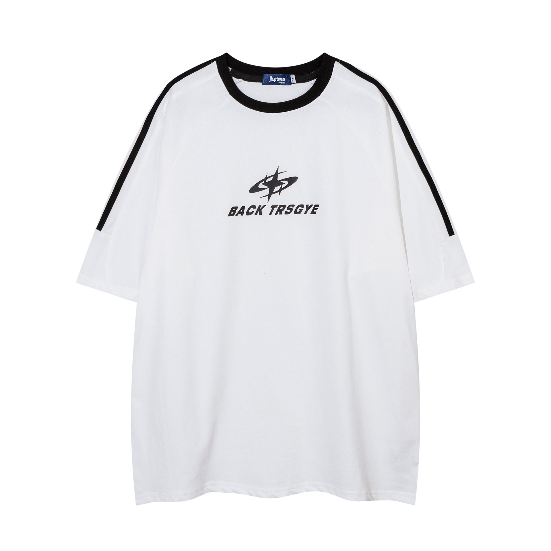 Patchwork Stripes T-shirt Short-sleeved Cotton Sports Top Men