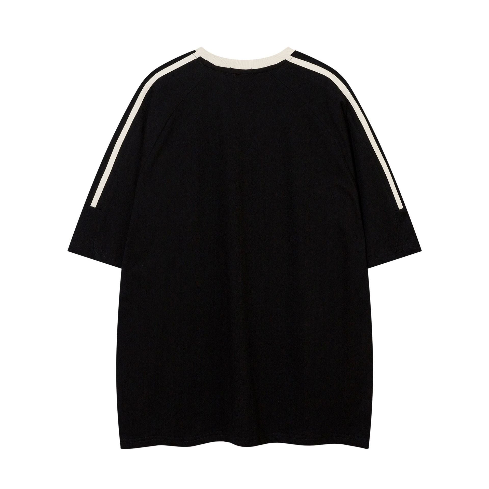 Patchwork Stripes T-shirt Short-sleeved Cotton Sports Top Men