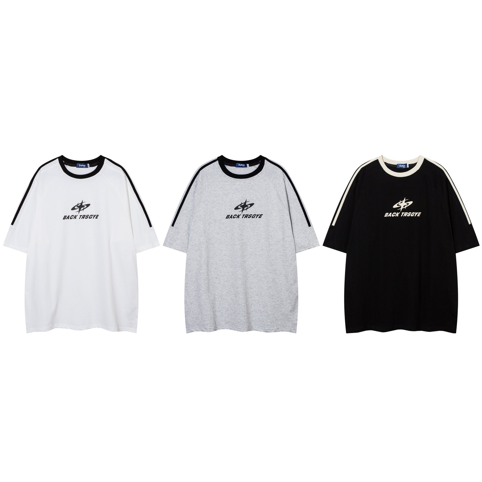 Patchwork Stripes T-shirt Short-sleeved Cotton Sports Top Men